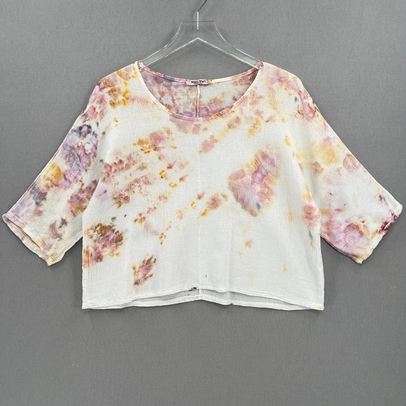 Meo Meli Tops - MEO MELI Shirt Womens One Size Hand Dyed Scoop Neck Cotton Linen Gauze Top NWOT